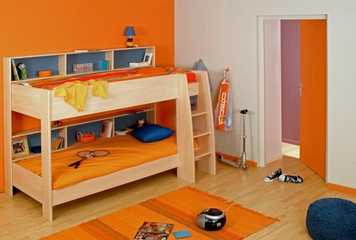 sisustussuunnittelu eläviä ideoita lastenhuone lasten parvisänky matto juoksija poikien huone
