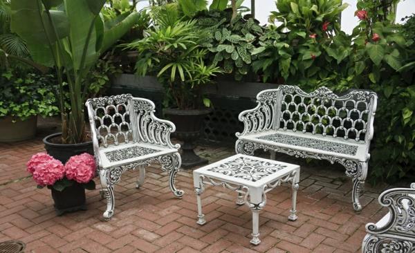 patio puutarhaideoita ulkokalusteet sohva nojatuoli sohvapöytä takorauta