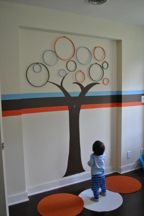 tee innovatiivinen seinäkoriste itse puu lastentarhan seinä