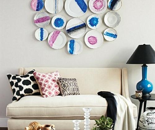Tee innovatiivinen seinäkoriste itsellesi seinälevy sininen vaaleanpunainen olohuone