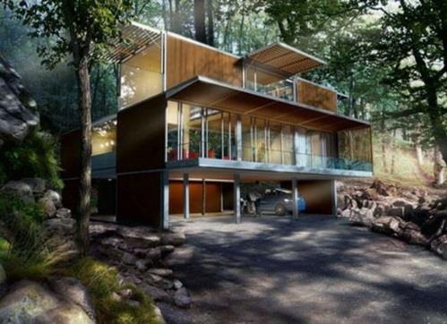 inspiroiva kontti talot ikkuna julkisivu idea suunnittelu katto metsä