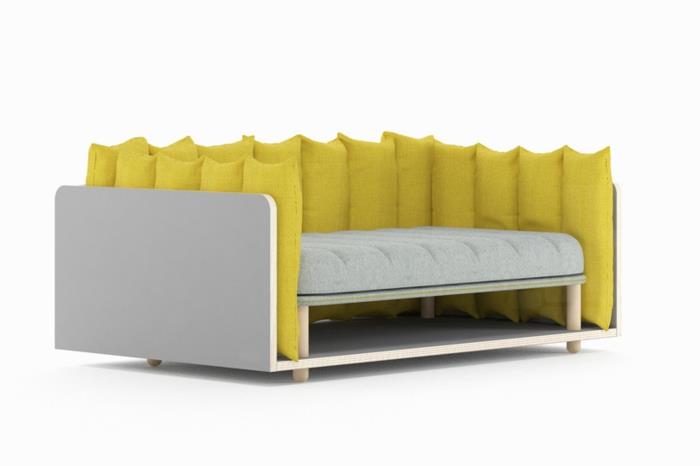 italialaiset pehmustetut huonekalut pieni sohva re cinto keltaiset tyynyt