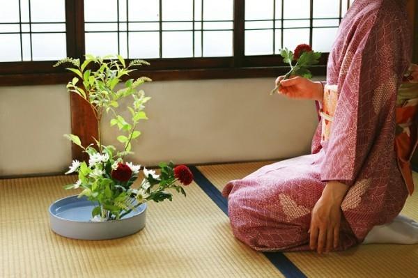 japanilainen kukka -asetelma krysanteemit ikebana