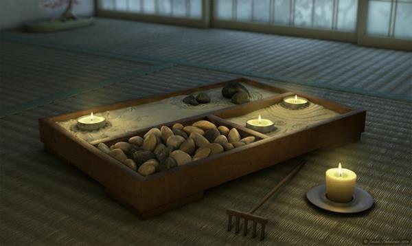 japanilaiset sisustusideat huoneisto zen -tyyliset kynttilät mehiläisvaha