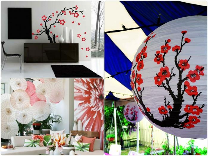 japanilainen sisustus japanilaistyylinen seinäkoristeidea