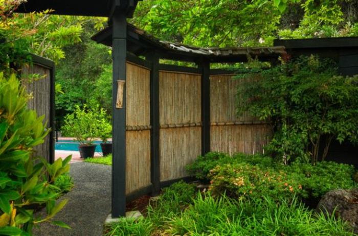 japanilainen puutarha bambu puutarha yksityisyysnäyttö japanilainen tyyli