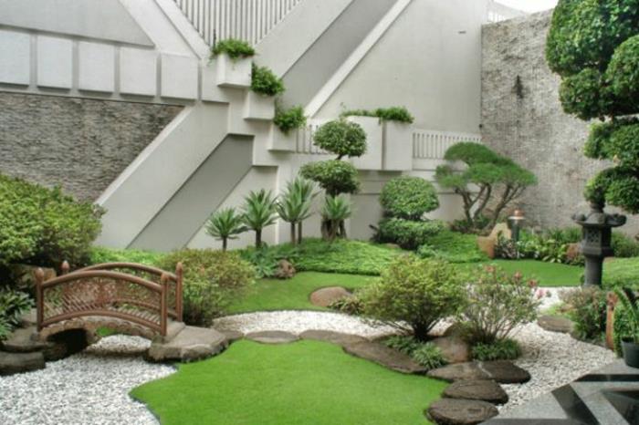 japanilainen puutarha maisemointi moderni aasialainen tyyli