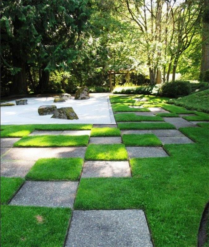 japanilainen puutarha maisemointi nurmikko matto japanilainen tyyli