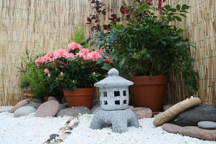 japanilaisen puutarhan minipuutarhan suunnitteluideoita asalia kivi lyhty lohkareita