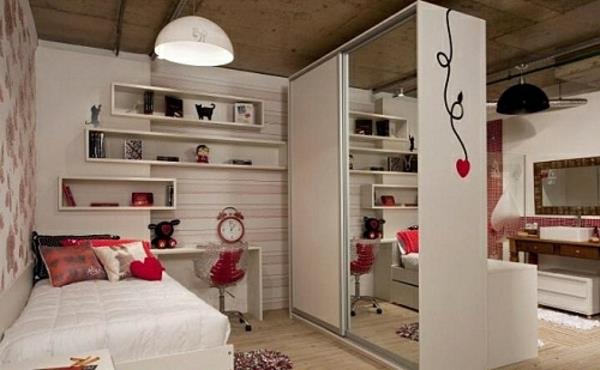 nuorten huonejakaja peili makuuhuone moderni design hyllyt