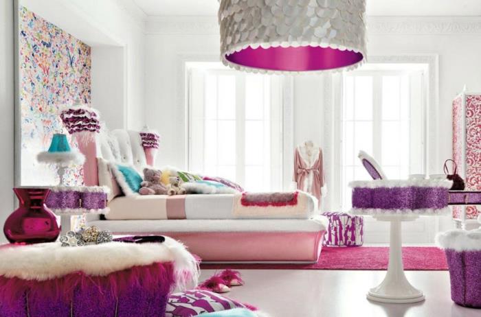 teini -ikäinen huone tytöille design vaaleanpunainen violetti aksentti aksentti seinä