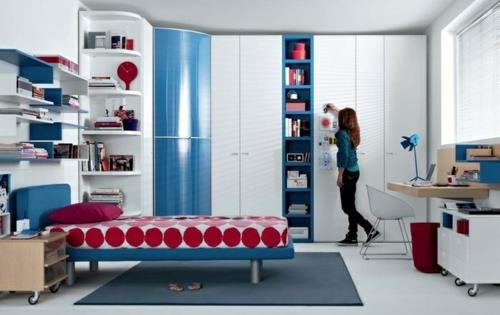 värisuunnittelu nuorten huoneen tyttöhyllyille sänky moderni