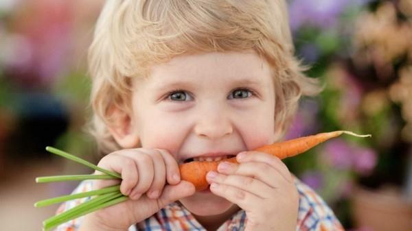 poika porkkana terveellistä ruokaa lapset