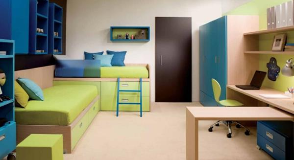 poikien lastenhuoneen suunnittelu sininen vihreä
