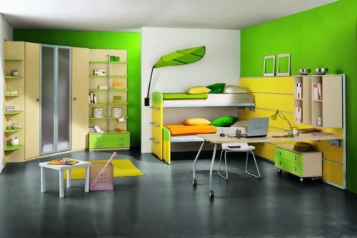poikien huone vihreä seinän värit huonekalut teollinen tyyli