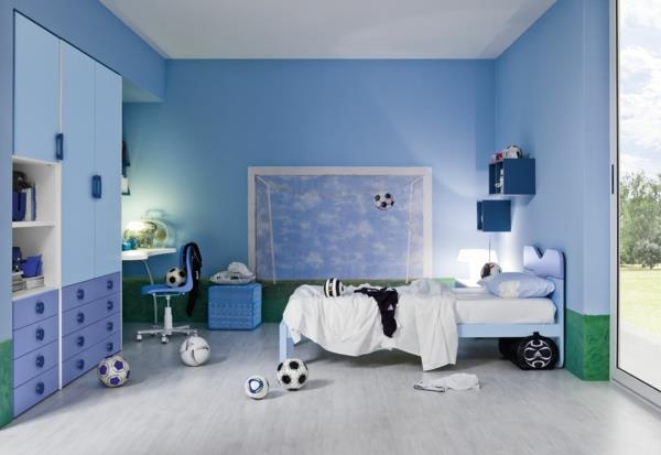 poikien huone suunnittelu sininen wad väri jalkapallo