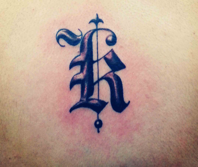 Kalligrafi K brevdesign