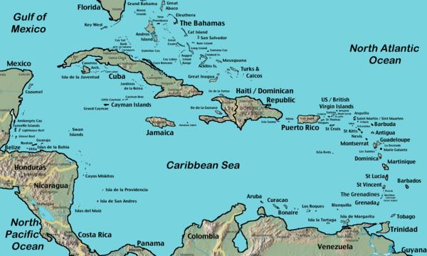 maantieteellinen sijainti Karibian saarilla