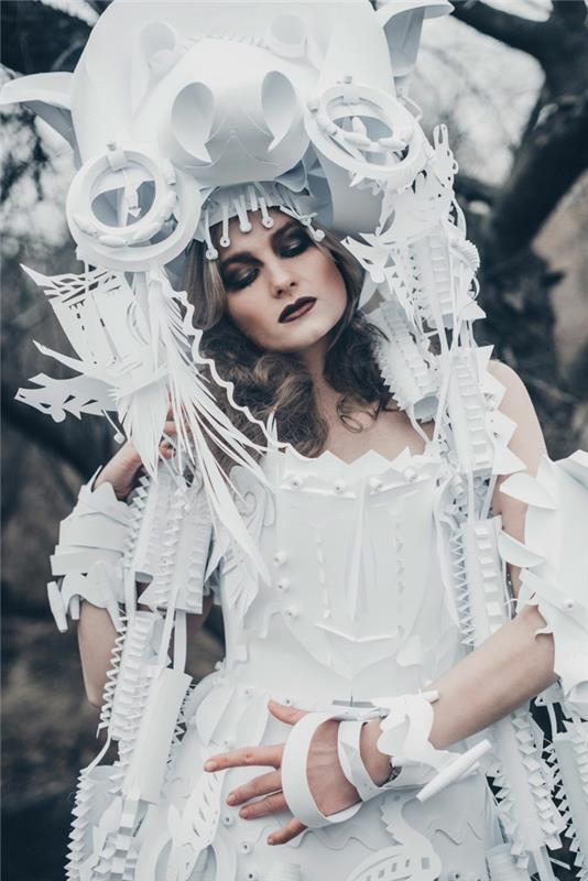 Carnival puku karnevaali puku naisten puku shamaani valkoinen paperi mekko