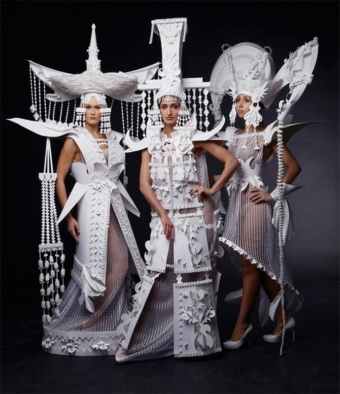 Carnival puku karnevaali puvut naiset mongolian hääpuvut paperi valkoinen