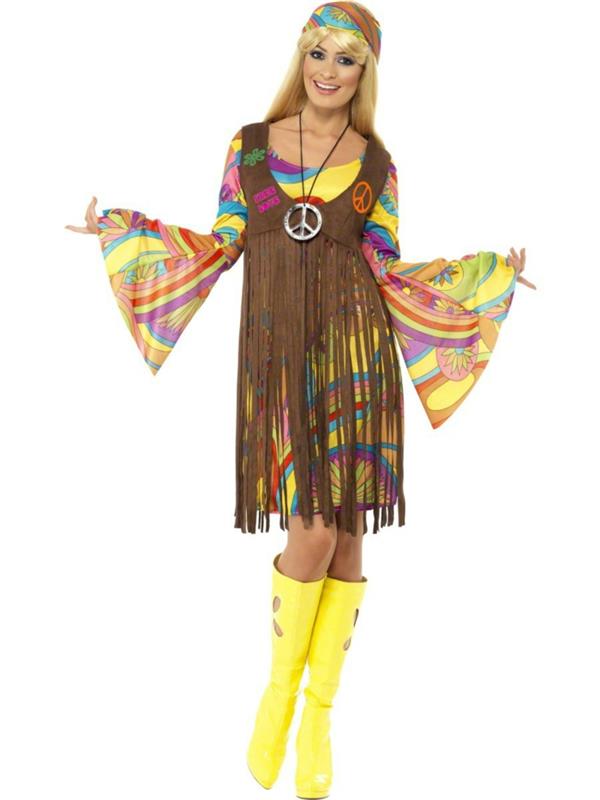karnevaaliasut diy ideat värikäs naisten puku hippi