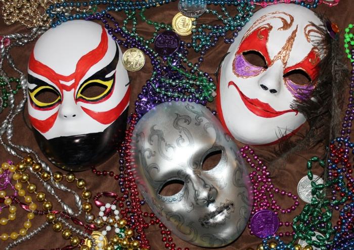 karnevaaliasut diy -ideat värikkäitä naamioita paljettihelmiä