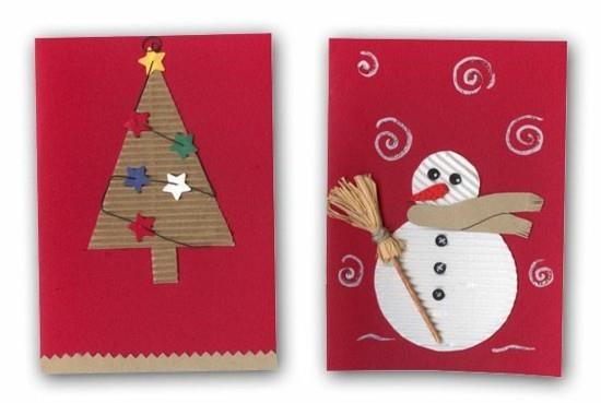 pahvi joulukortit näpertely joulukuusi lumiukko