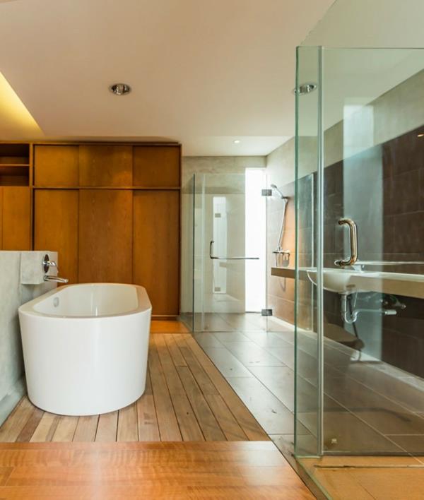 laatikkotalon suunnittelu arkkitehtuuri moderni kylpyhuone kylpyamme