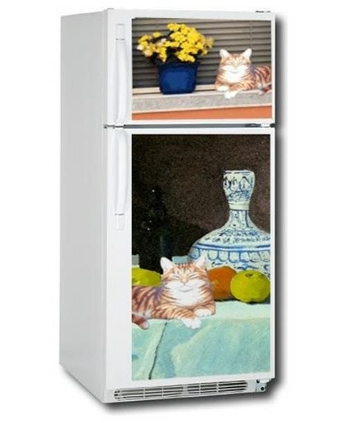 kissat koristelu jääkaappi sisustus värikkäitä valokuvia