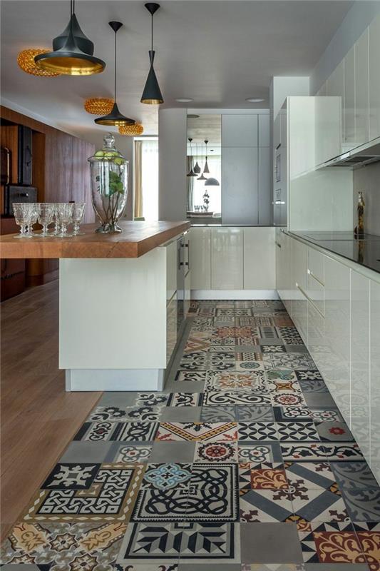 keittiön lattialaattojen suunnittelu keittiöideat valkoiset keittiökaapit