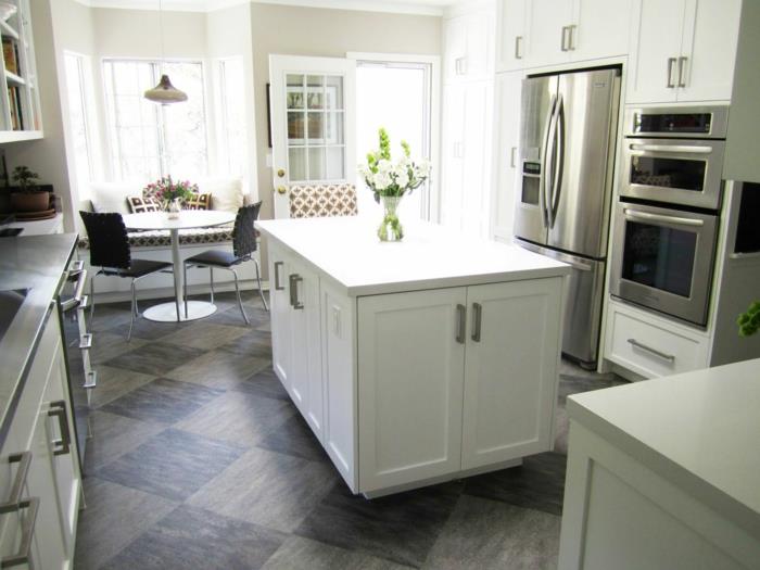 keittiön lattiaideoita lattialaatat valkoiset keittiökaapit