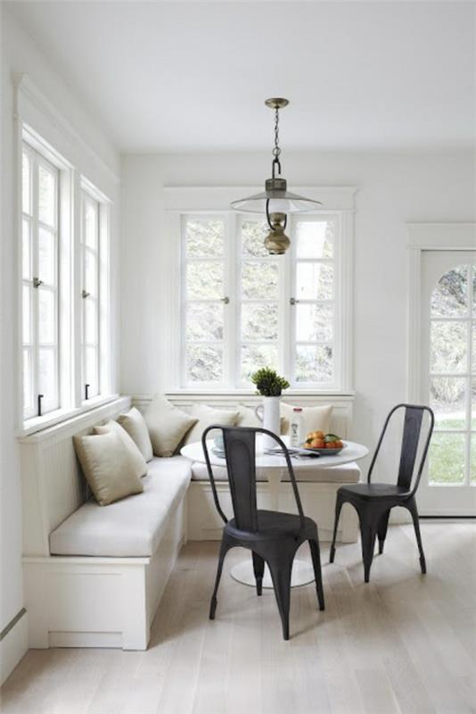 keittiön suunnittelu ruokapöydän tuolit istua penkki -ikkuna musta tuoli