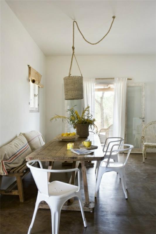 keittiö suunnittelu ruokapöytä tuolit istua penkki maaseudun tyyliin