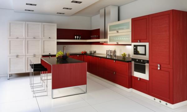 keittiökalusteet punaiset keittiökaapit beige seinän väri
