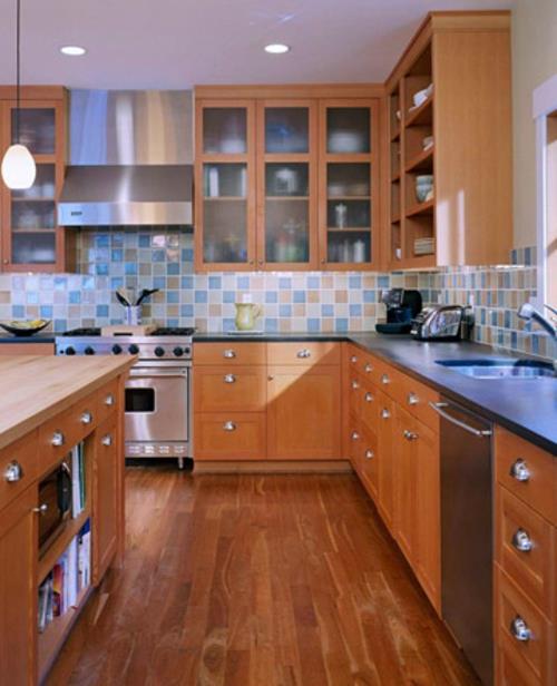 Keittiön pohjapiirrokset puinen idea lattia värikäs keittiö peili laatat