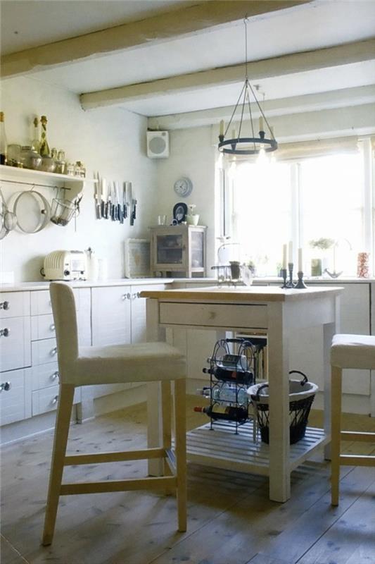 keittiöideat pieni keittiösaari baarituoli puulattia