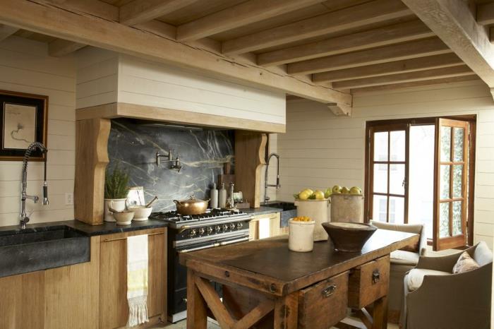 maalaistyyliset keittiöt puinen maalaismainen ruokapöytä kaunis seinän muotoilu