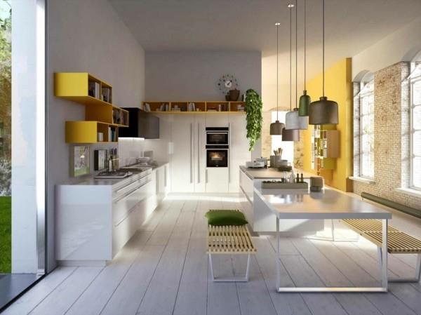 keittiö inspiraatio moderni italialainen keittiö riippuvalaisimet puulattia