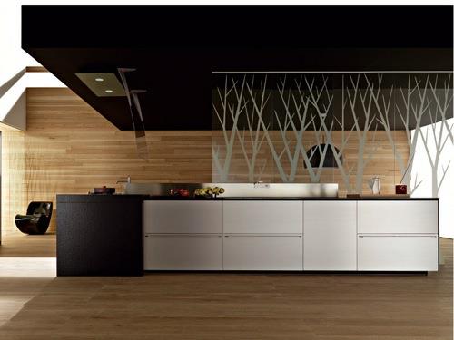 keittiön sisätilat puu musta huone katto idea keittiösaari geometrinen