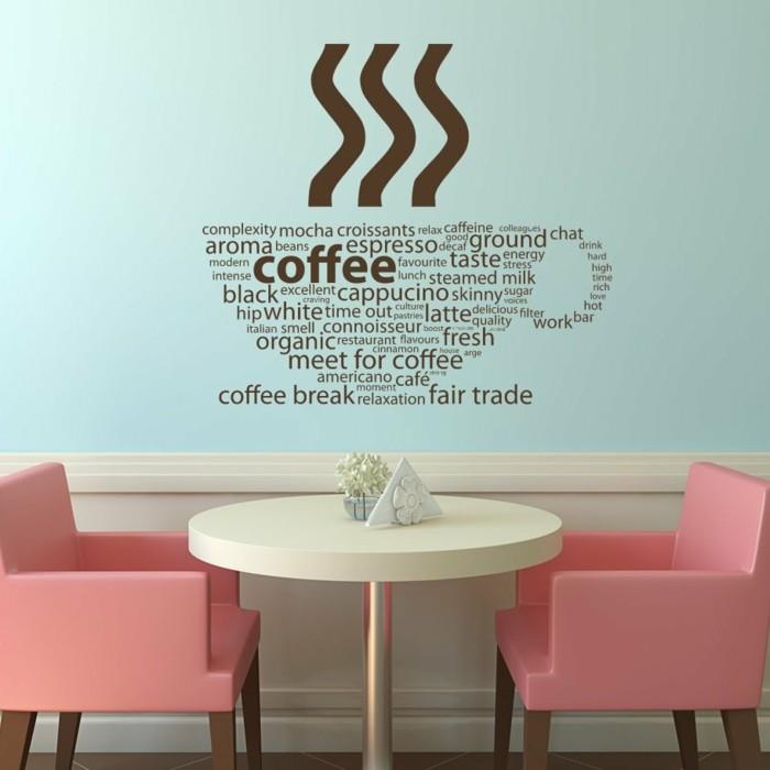keittiön seinätarrat vaaleansininen seinämaali värilliset tuolit elävät ideat keittiö