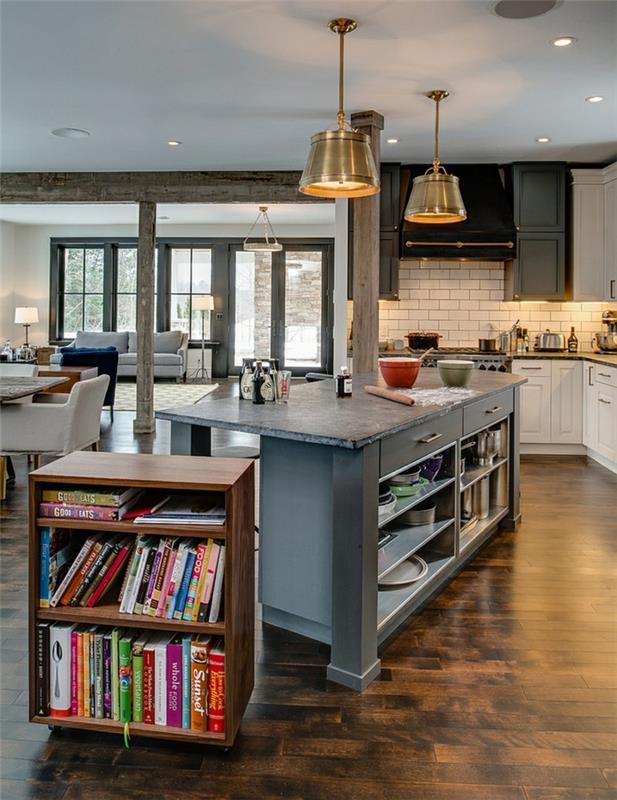 keittiön valaistus upotettu valaistus riippuvalaisimet seinälaatat keittiön valaistus, avoin suunnitelma, upotettu valaistus, riippuvalaisimet