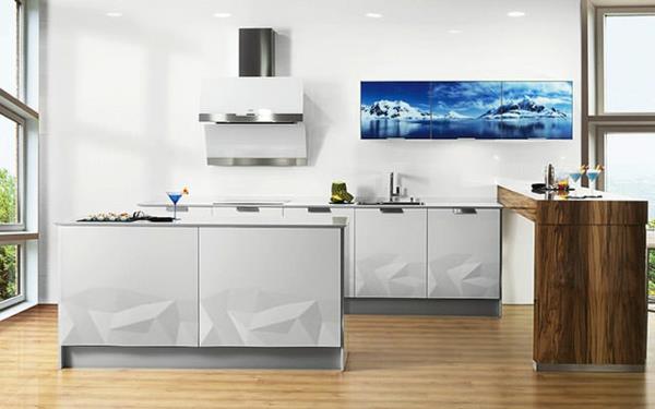 keittiö design artika keittiö valkoinen keittiökaapit seinämaalaus