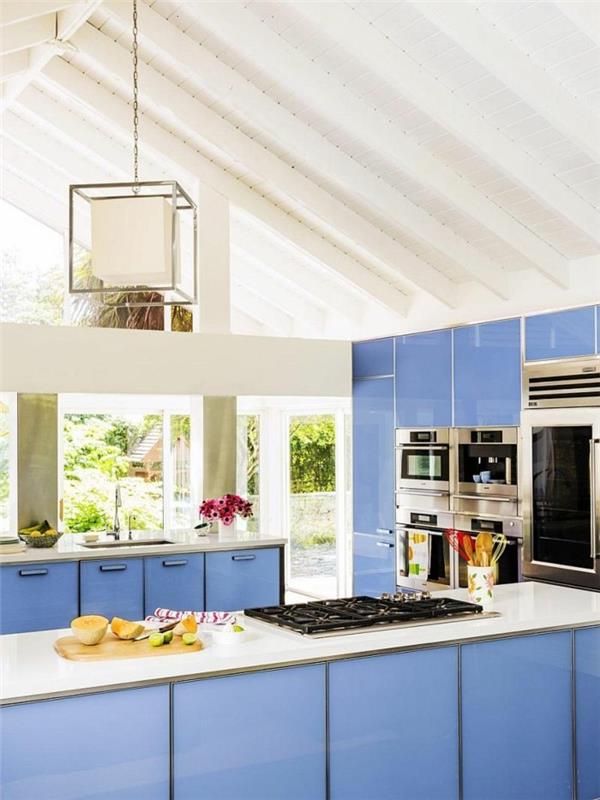 keittiön suunnittelu sininen keittiön kaapit keittiön sisustusideoita