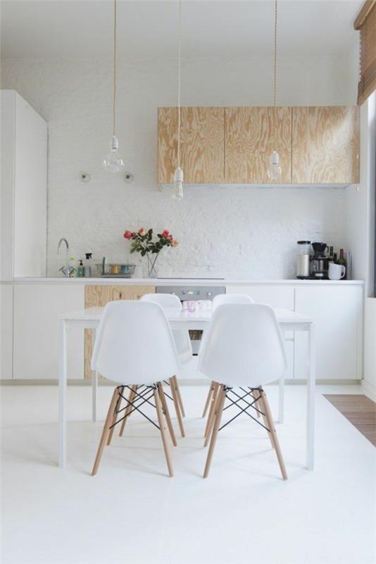 keittiön suunnittelu valkoinen minimalistinen skandinaavinen muotoilu puuta