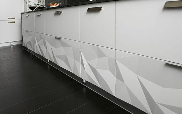 keittiön suunnittelu valkoiset keittiökaapit 3D -pinta