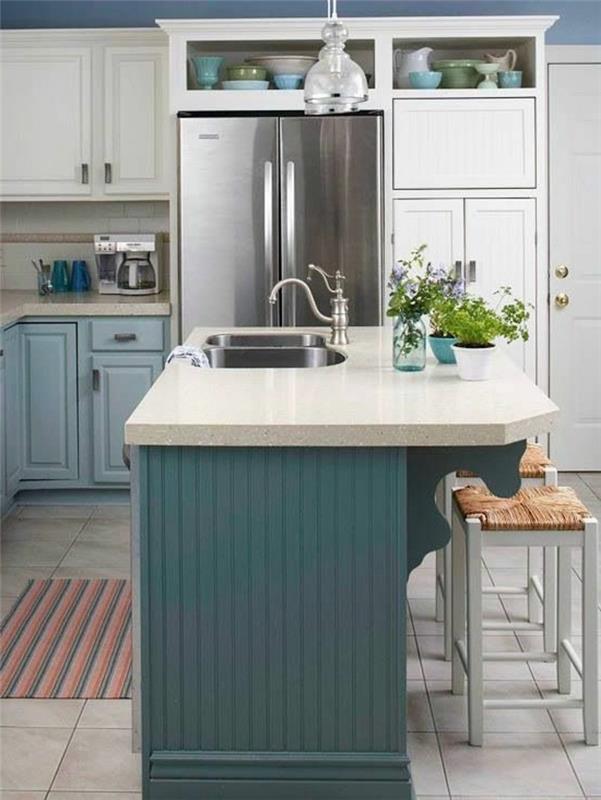 keittiön värit yhdistävät keittiön siniset sävyt