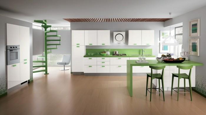 keittiön värit vihreät aksentit parantavat huonetta