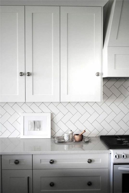 keittiölaatat seinä valkoinen geometrinen keittiösuunnitteluideoita keittiö takaseinä