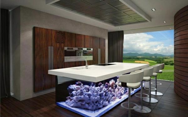 keittiön suunnittelu keittiö akvaario integroida
