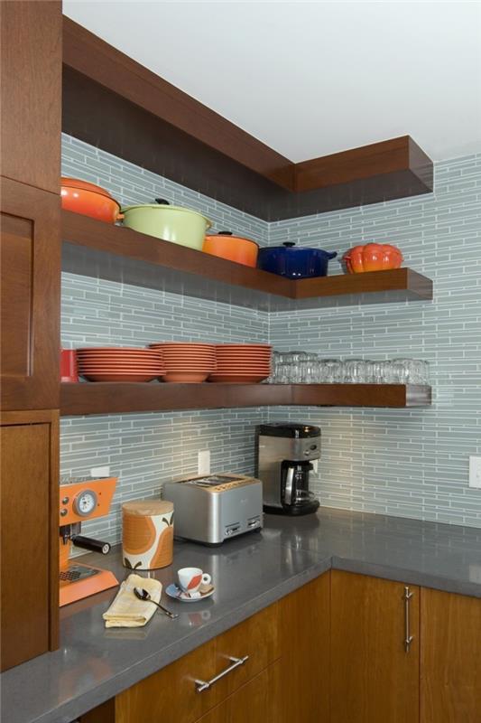 keittiön suunnittelu moderni keittiö avoimet seinähyllyt